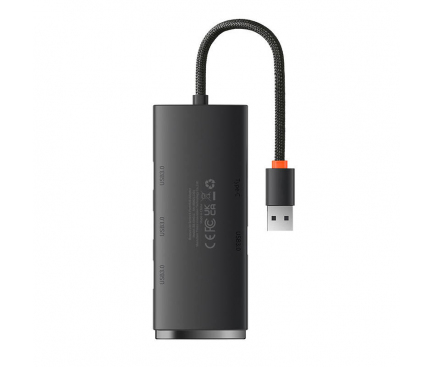USB-A Hub Baseus Lite, 4 x USB-A 3.0, Black WKQX030001 