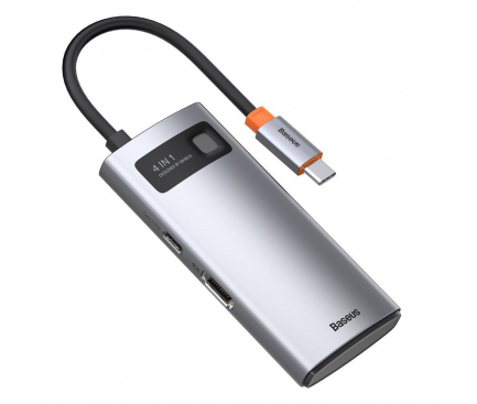 USB-C Hub Baseus Metal Gleam, 2 x USB-A - 1 x USB-C - HDMI, Grey CAHUB-CY0G 