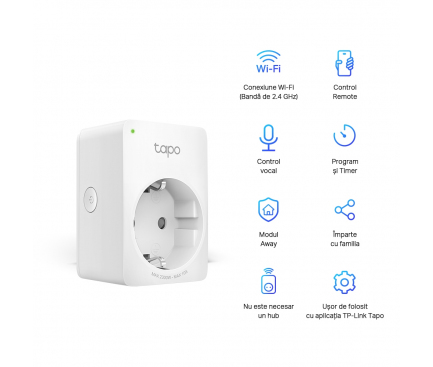 Smart Plug TP-LINK Tapo P100, Schuko, 2-Pack, White