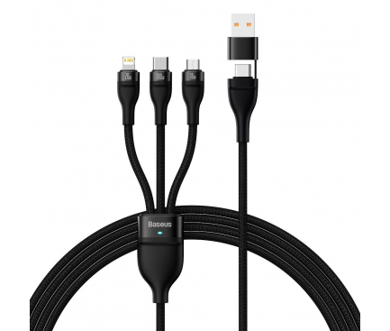 USB-A / USB-C - Lightning / microUSB / USB-C Cable Baseus Flash Series II, 100W, 3.5A, 1.2m, Black CASS030101 