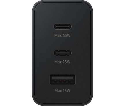 Wall Charger Samsung Trio, 65W, 3.5A, 1 x USB-A - 2 x USB-C, Black EP-T6530NBEGEU