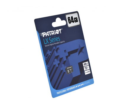 Memory Card MicroSDHC Patriot LX Series, 64Gb, Class 10 / UHS-1 U1 PSF64GMDC10 (EU Blister)