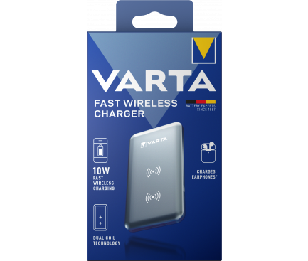Wireless Charger Dual Coil Varta 10W Silver (EU Blister)