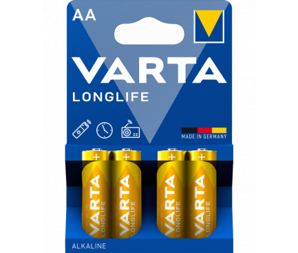Alkaline Batteries Varta Longlife, AA / LR6, 1.5V, 4-Pack