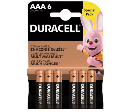 Duracell BASIC Duralock Batteries MN 2400, AAA / LR03 / 1.5V, Set 6 pcs, Alkaline (EU Blister)