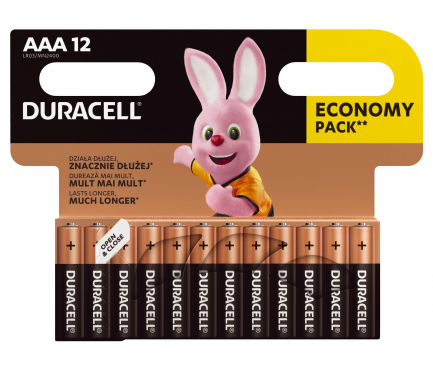 Duracell BASIC Duralock Batteries MN 2400, AAA / LR03 / 1.5V, Set 12 pcs, Alkaline (EU Blister)