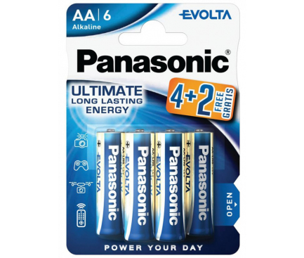 Panasonic Evolta Batteries, AA / LR6 / 1.5V, Set 6 pcs, Alkaline (EU Blister)
