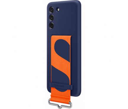 Silicone Case with Strap for Samsung Galaxy S21 FE 5G G990, Dark Blue EF-GG990TNEGWW