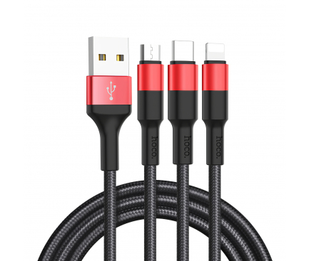 3in1 Cable Lightning / Type-C / MicroUSB Hoco X26 Xpress, 2A Black (EU Blister)