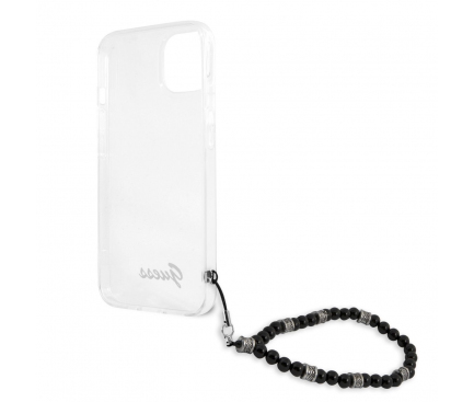 Silicone Case Guess Script and Black Pearls for Apple iPhone 13 mini Transparent GUHCP13SKPSBK (EU Blister)