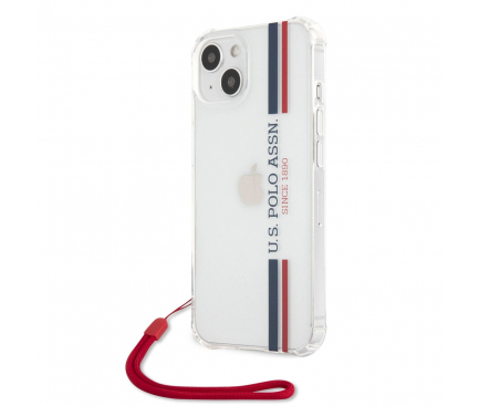 Silicone Case U.S. Polo Tricolor Vertical Stripes for Apple iPhone 13 mini, Transparent USHCP13SKSTTR