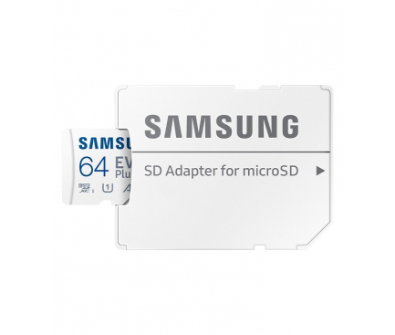 microSDXC Memory Card Samsung Evo Plus with Adapter, 64Gb, Class 10 / UHS-1 U3 MB-MC64KA/EU