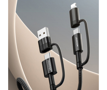 3in1 Cable USB / Type-C / Lightning Joyroom S-1830G3, 60W, 1.8m Black (EU Blister)
