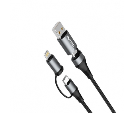 3in1 Cable USB /  Type-C / Lightning Dudao L20xs, 65W, 1m Grey (EU Blister)