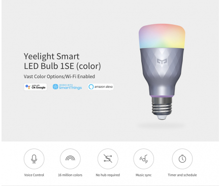 Smart LED Bulb Yeelight 1SE E27, 6W RGBW, Voice Control YLDP001 (EU Blister)