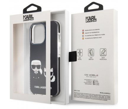Silicon Case Karl Lagerfeld Karl and Choupette for Apple iPhone 13 Pro Black KLHCP13LTPEKCK (EU Blister)