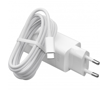 Wall Charger Xiaomi GaN, 65W, 3.25A, 1 x USB-A - 1 x USB-C, with USB-C Cable, White BHR5515GL