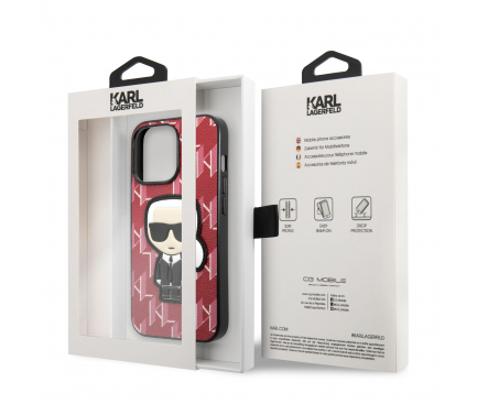 Silicon Case Karl Lagerfeld Monogram Ikonik for Apple iPhone 13 Pro Red KLHCP13LPMNIKPI (EU Blister)