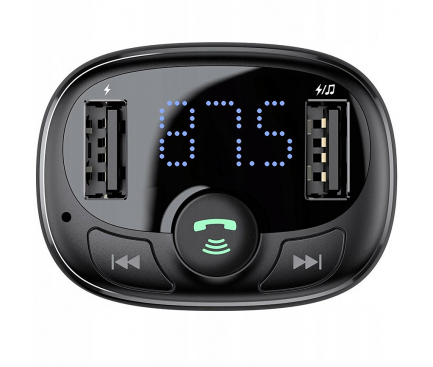Bluetooth FM Transmitter and Car Charger Baseus Black CCTM-01 (EU Blister)
