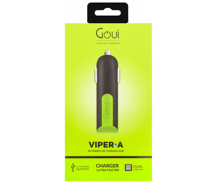 Car Charger Goui Viper, 10W, 2.1A, 2 x USB-A, Black G-CC3A-03