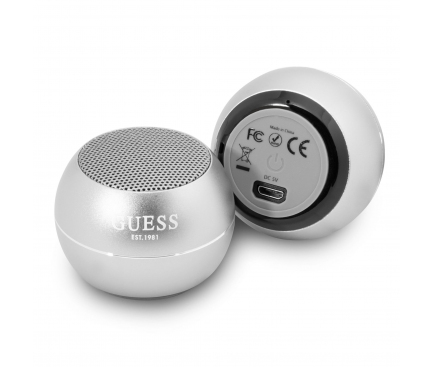 Guess Mini Bluetooth Speaker 3W 4H Silver GUWSALGEG (EU Blister)