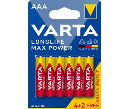 Alkaline Batteries Varta Longlife Max Power, AAA / LR3, 1.5V, 6-Pack