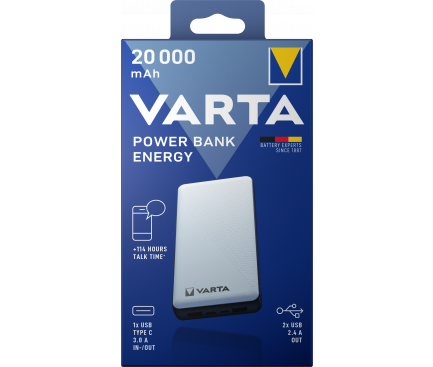 Powerbank Varta Energy, 20000mAh, 15W, Silver