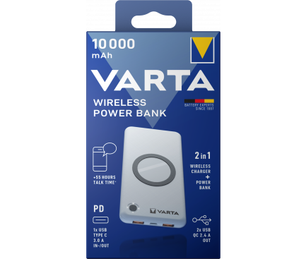Powerbank Varta, 10000mAh, 18W, QC + PD, White