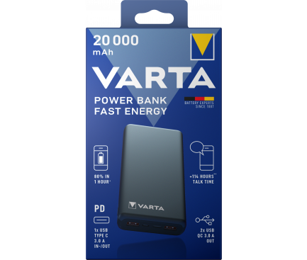 Powerbank Varta Fast Energy 20000mAh 18W QC 3.0 Grey (EU Blister)