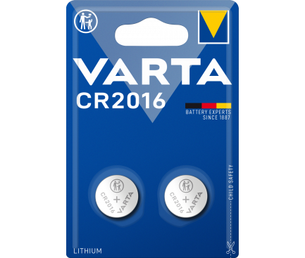 Lithium Button Cell Varta, CR2016, 87mh, 3V, 2-Pack