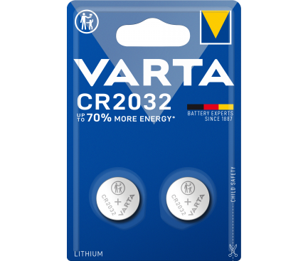 Lithium Button Cell Varta, CR2032, 220mh, 3V, 2-Pack