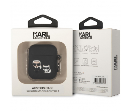 Cover Karl Lagerfeld and Choupette for Apple AirPods Gen 1 / Gen 2 Black KLACA2SILKCK (EU Blister)