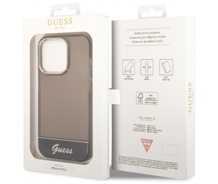 Silicone Case Guess Camera Outline Translucent for Apple iPhone 14 Pro Max Black GUHCP14XHGCOK (EU Blister)