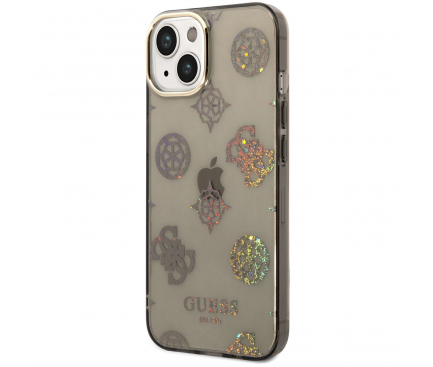 Silicone Case Guess Peony Glitter for Apple iPhone 14 Plus, Black GUHCP14MHTPPTK