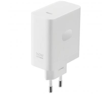 Wall Charger OnePlus SuperVOOC, 160W, 8A, 1 x USB-C, with USB-C Cable, White 5461100135