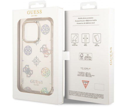 Silicone Case Guess Peony Glitter for Apple iPhone 14 Pro White GUHCP14LHTPPTH (EU Blister)