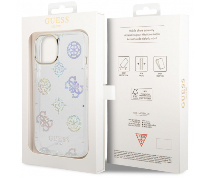 Silicone Case Guess Peony Glitter for Apple iPhone 14 White GUHCP14SHTPPTH (EU Blister)
