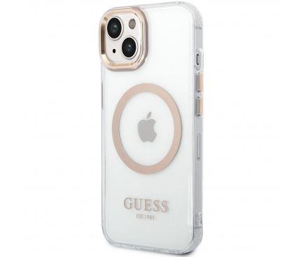 Silicone Case Guess MagSafe for Apple iPhone 14 Plus Gold GUHMP14MHTRMD (EU Blister)