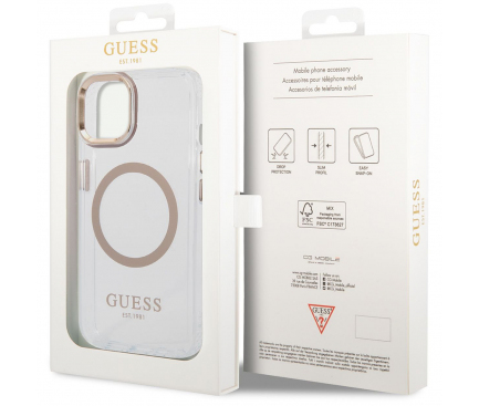 Silicone Case Guess MagSafe for Apple iPhone 14 Plus Gold GUHMP14MHTRMD (EU Blister)
