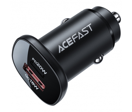 Car Charger Acefast B1, 38W, 3A, 1 x USB-A - 1 x USB-C, Black