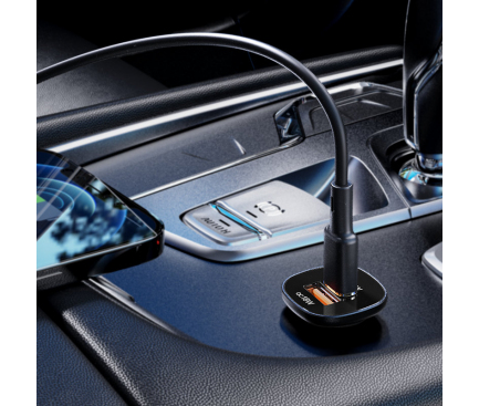 Car Charger Acefast B1, 38W, 3A, 1 x USB-A - 1 x USB-C, Black