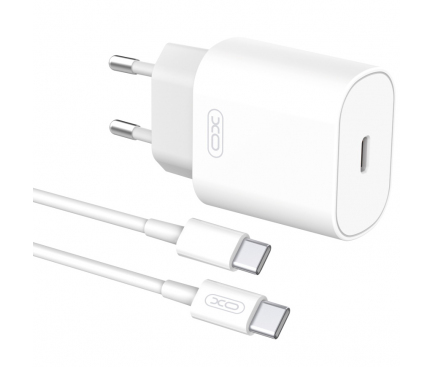 Wall Charger XO Design L91, 25W, 1x Type-C with Type-C Cable White (EU Blister)