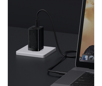 Wall Charger Baseus GaN3 Pro, 65W, 5A, 1 x USB-A - 2 x USB-C, Black CCGP050101