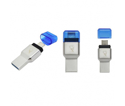 USB-A / USB-C Card Reader Kingston MobileLite DUO 3C, microSD, Silver FCR-ML3C