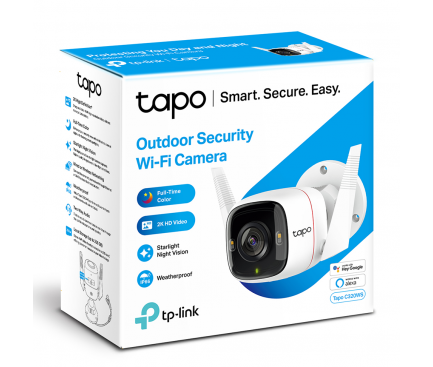 Home Security Camera TP-LINK Tapo C320WS, Wi-Fi, 2K, IP66, Outdoor, White