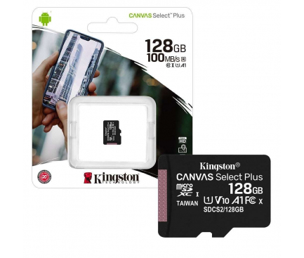microSDXC Memory Card Kingston Canvas Select Plus, 128Gb, Class 10 / UHS-1 U1 SDCS2/128GBSP