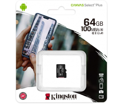 microSDXC Memory Card Kingston Canvas Select Plus, 64Gb, Class 10 / UHS-1 U1 SDCS2/64GBSP