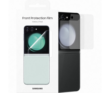 Front Cover Clear Screen Protector For Samsung pentru Galaxy Z Flip5 F731, 2-Pack, Transparent EF-UF731CTEGWW