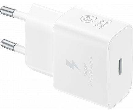 Wall Charger Samsung, 25W, 3A, 1 x USB-C, with USB-C Cable, White EP-T2510XWEGEU 