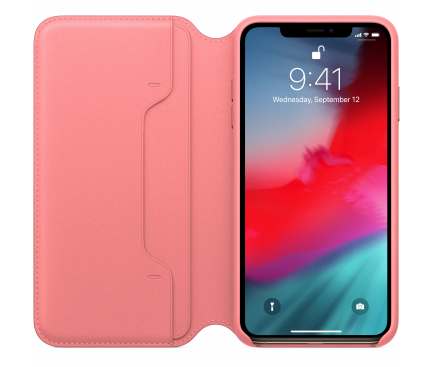 Leather Folio Case for Apple iPhone XS Max, Peony Pink MRX62ZM/A 
